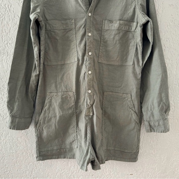 Frank & Eileen Ireland Playsuit Romper Small Green Cotton Linen Minimalist Chic - Picture 9 of 15